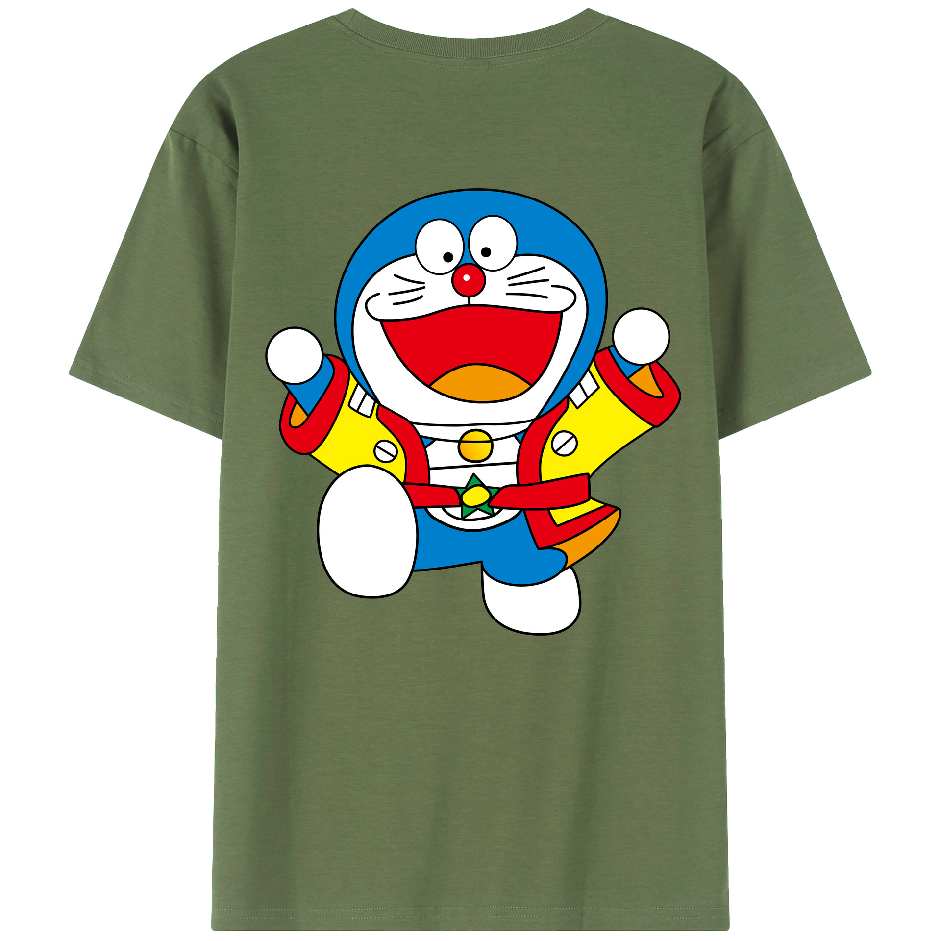 （画像用） ドラえもん Doraemon 綿100％ メンズ半袖Tシャツ（バックプリント） 通気性